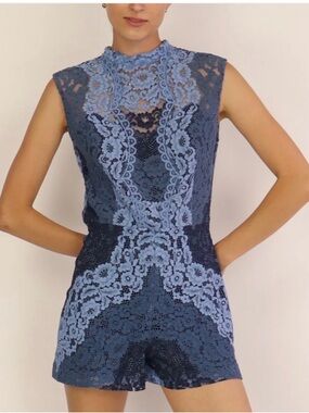 Sandro Blue Lace Romper size 1 (like Small)